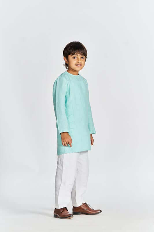 Celestial Green Side Opening Kurta Set - Chi Linen