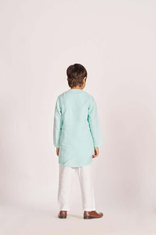 Celestial Green Side Opening Kurta Set - Chi Linen