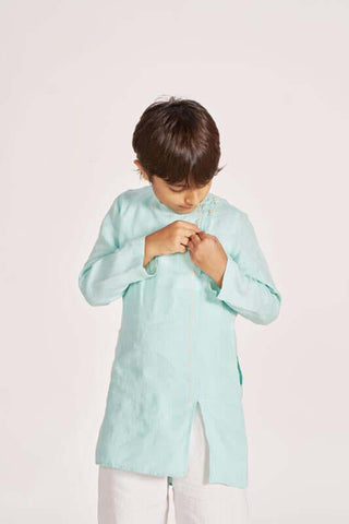 Celestial Green Side Opening Kurta Set - Chi Linen