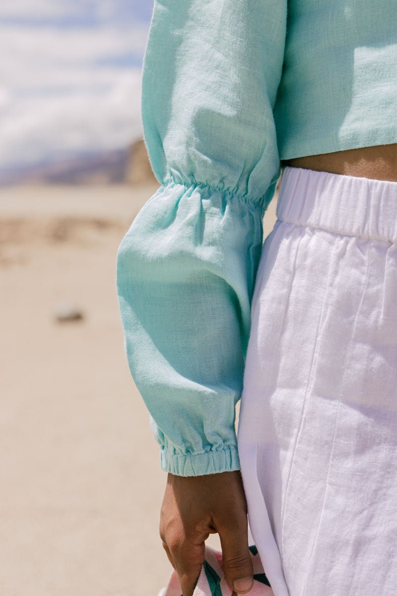 Puff sleeve crop top - Chi Linen