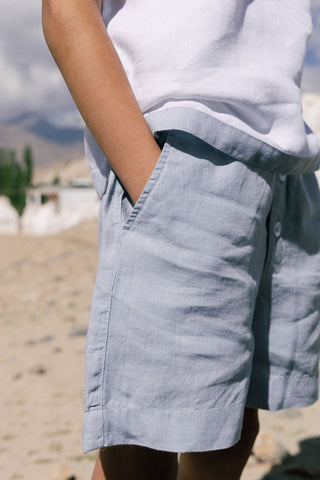 Shoulder button shirt & 2 button shorts set - Chi Linen