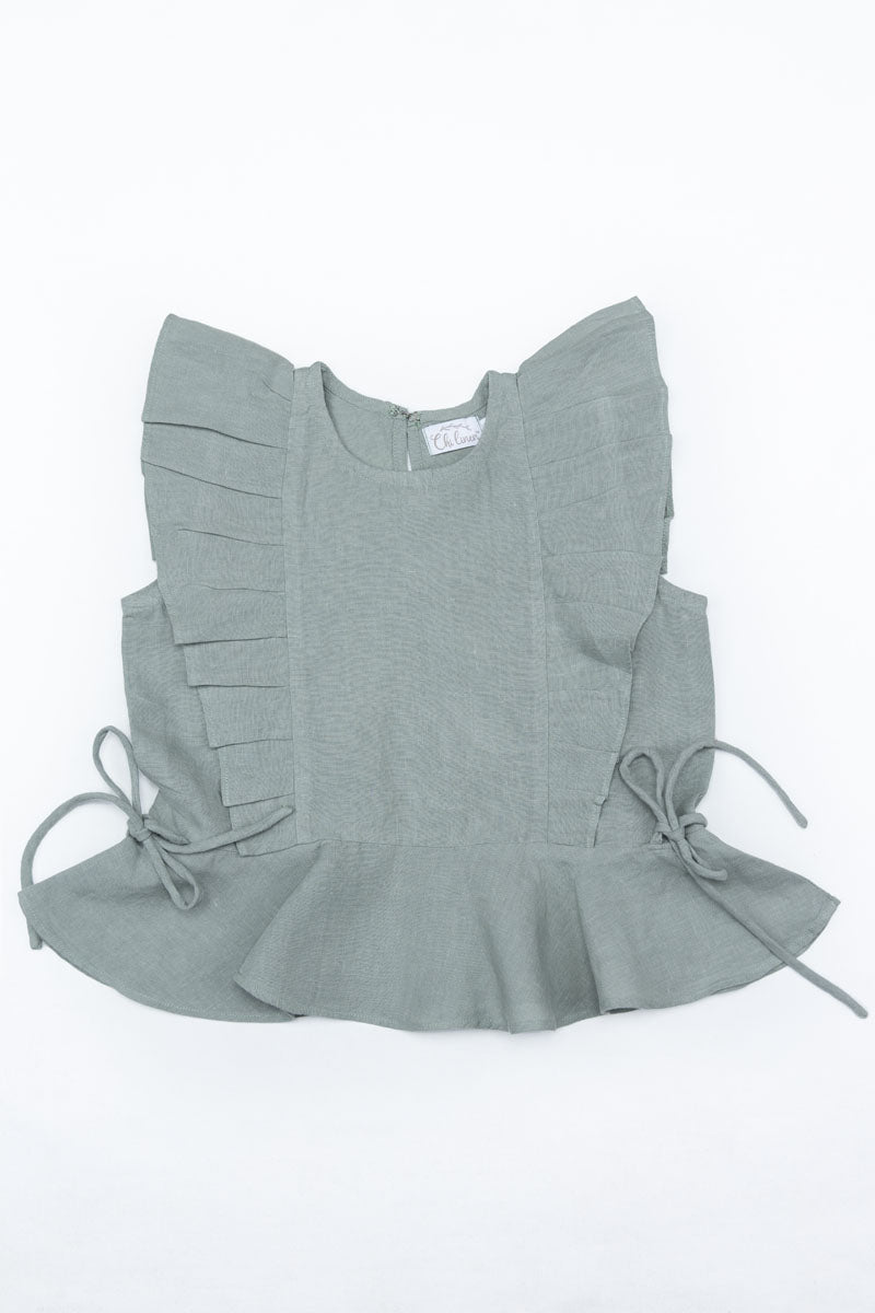 Peplum top with drawstrings - Chi Linen