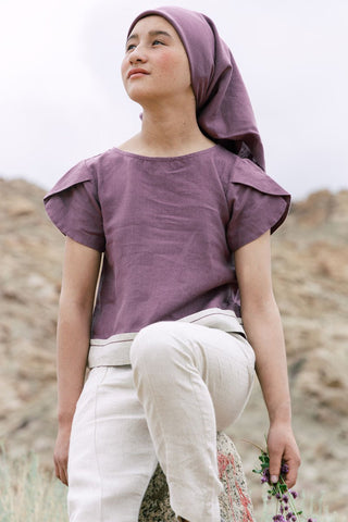 Leaf sleeves top - Chi Linen