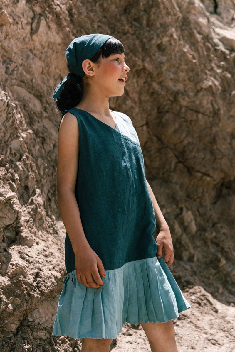 Fan pleated frock - Chi Linen