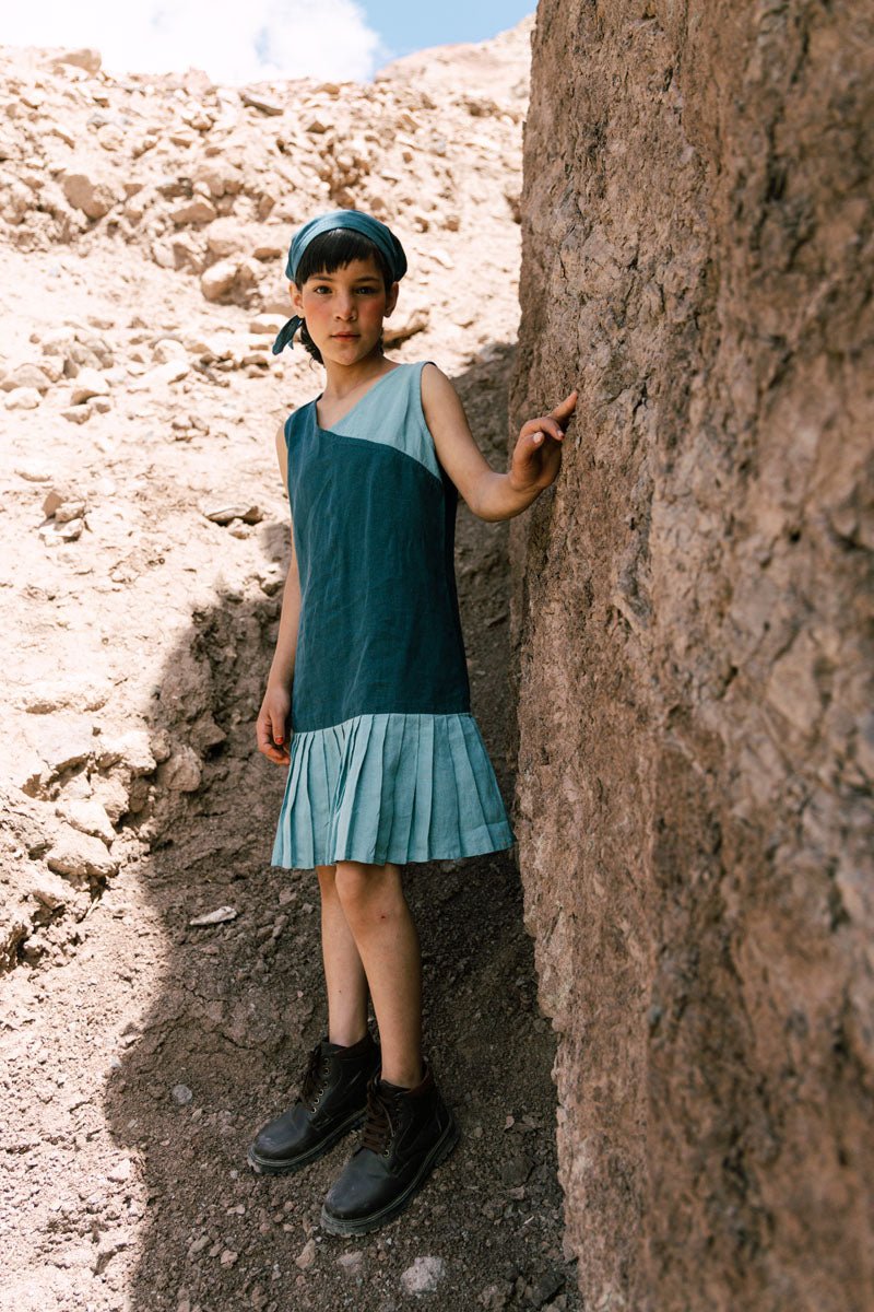 Fan pleated frock - Chi Linen