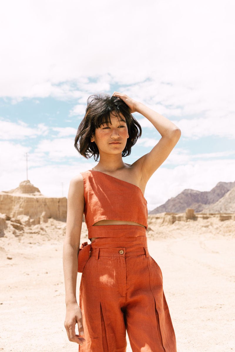 One shoulder top co-ords - Chi Linen