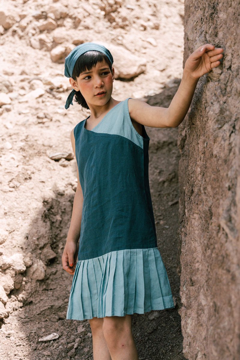 Fan pleated frock - Chi Linen