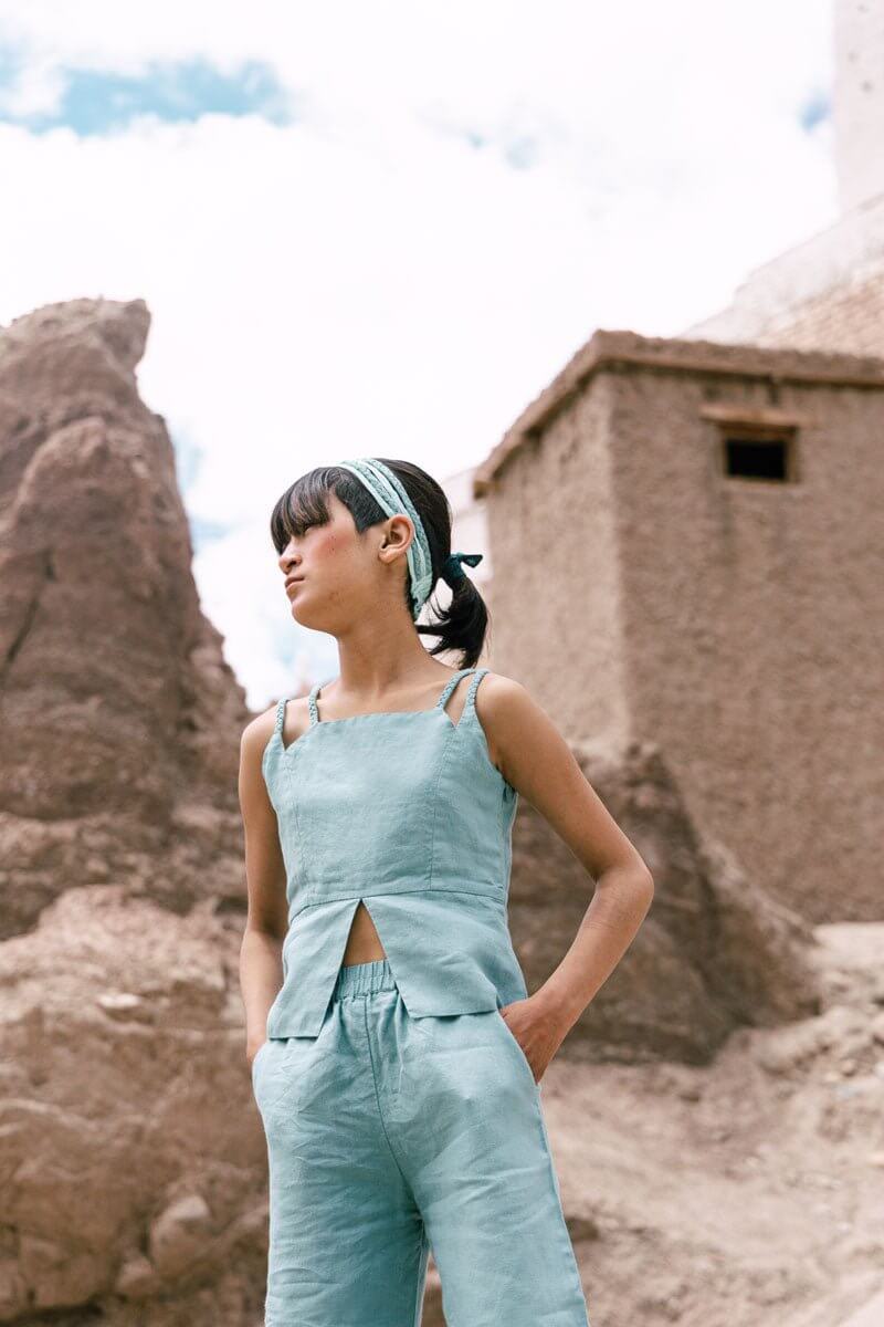 Braided top & Harem pants set - Chi Linen