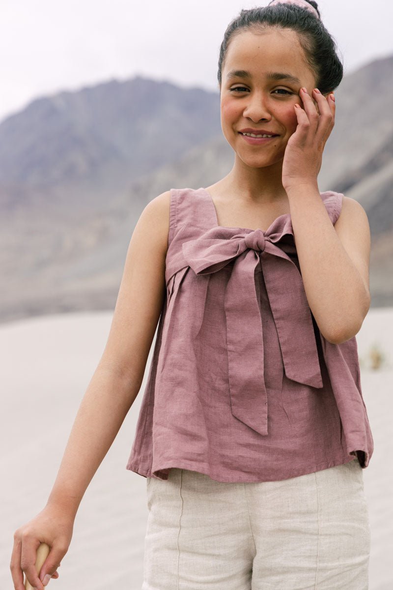 Front bow tie top - Chi Linen