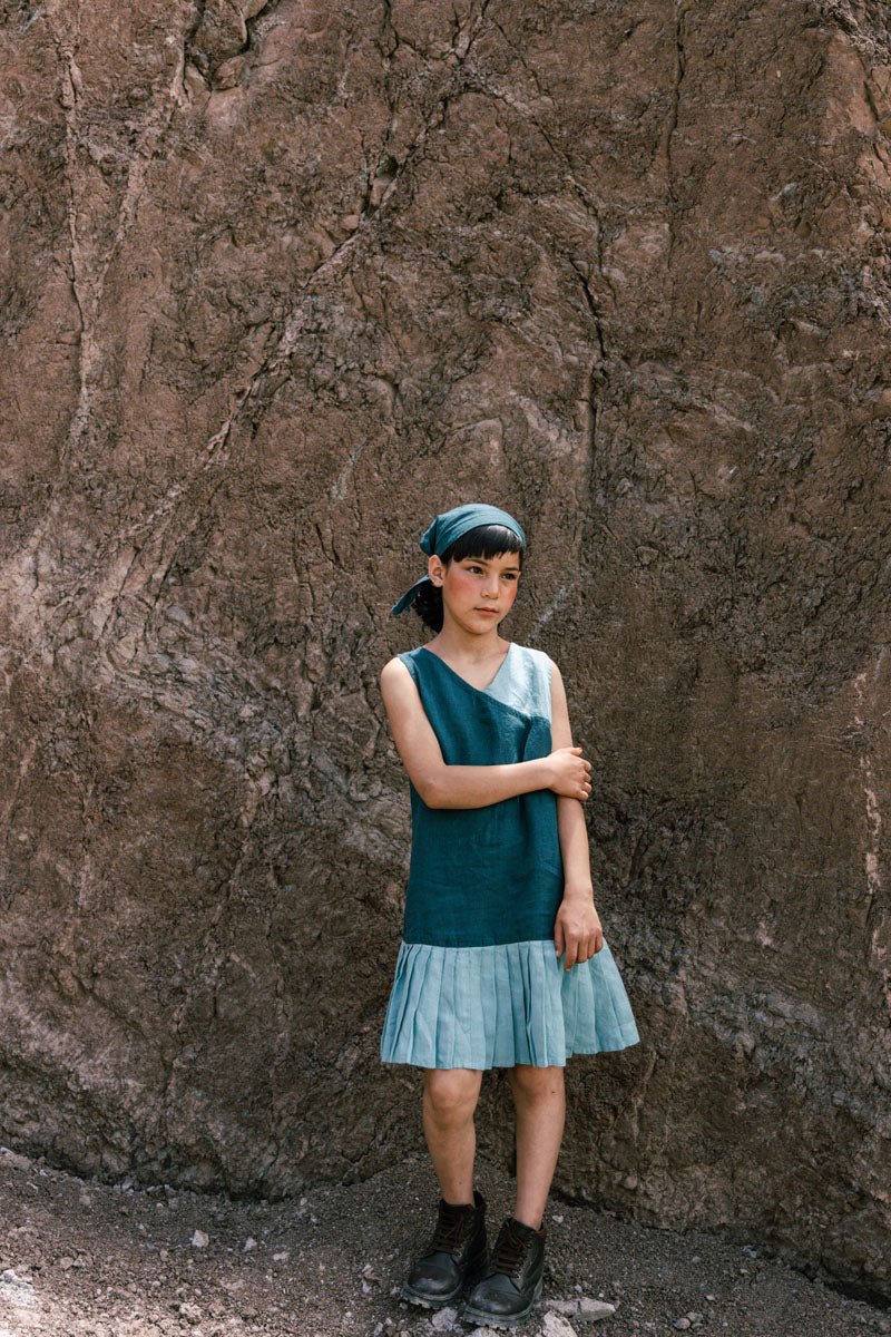 Fan pleated frock - Chi Linen