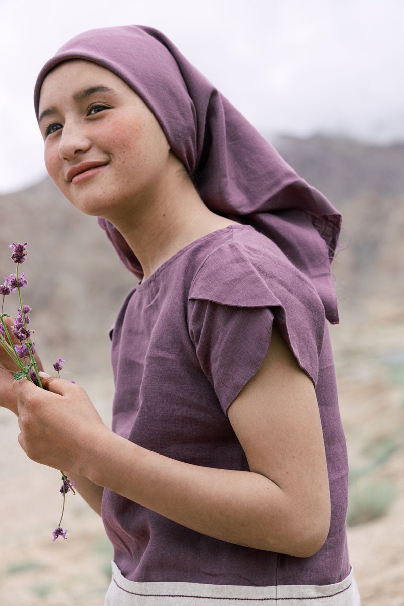 Leaf sleeves top - Chi Linen