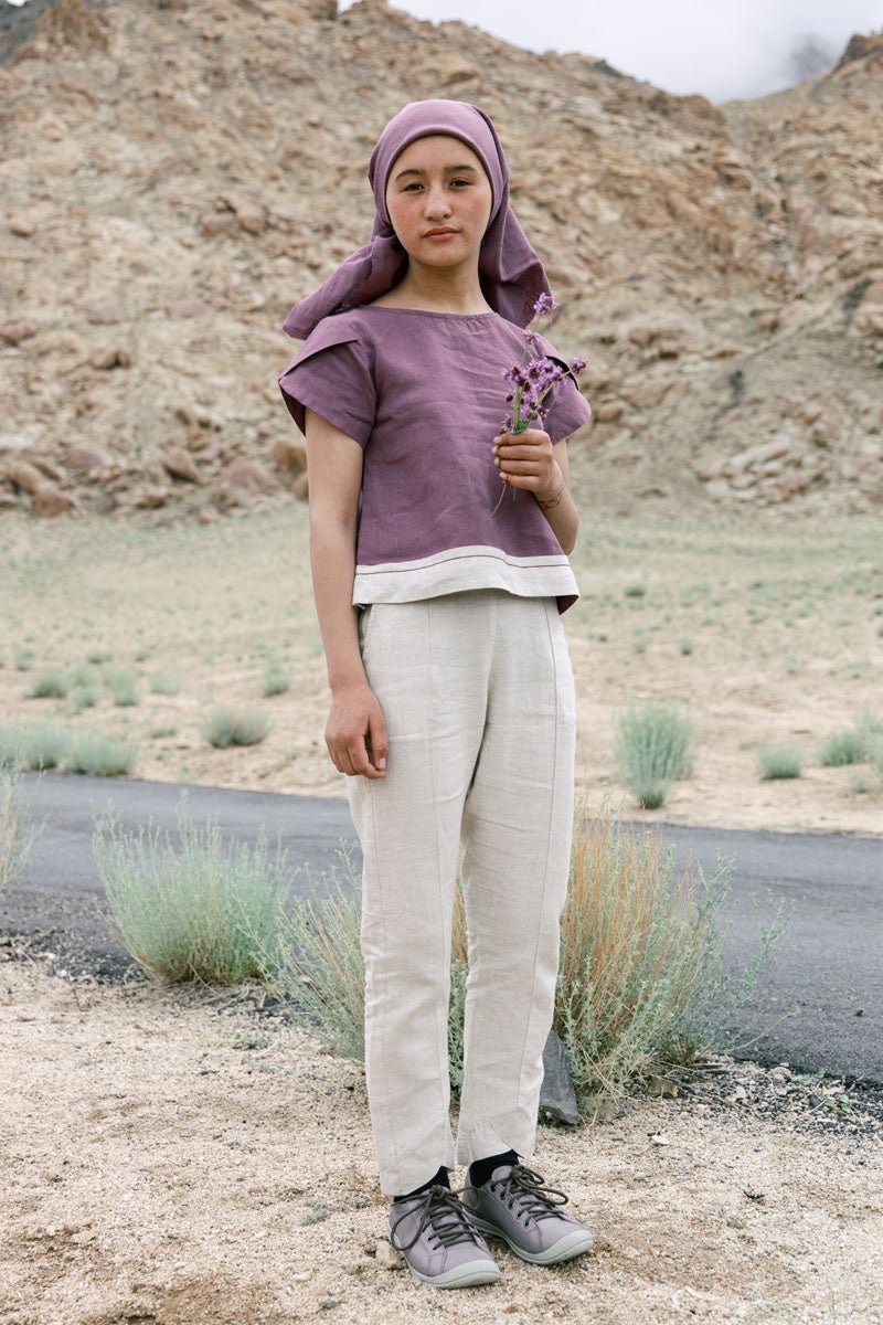 Leaf sleeves top - Chi Linen