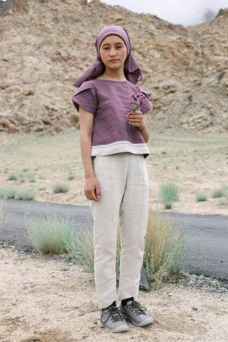 Leaf sleeves top - Chi Linen