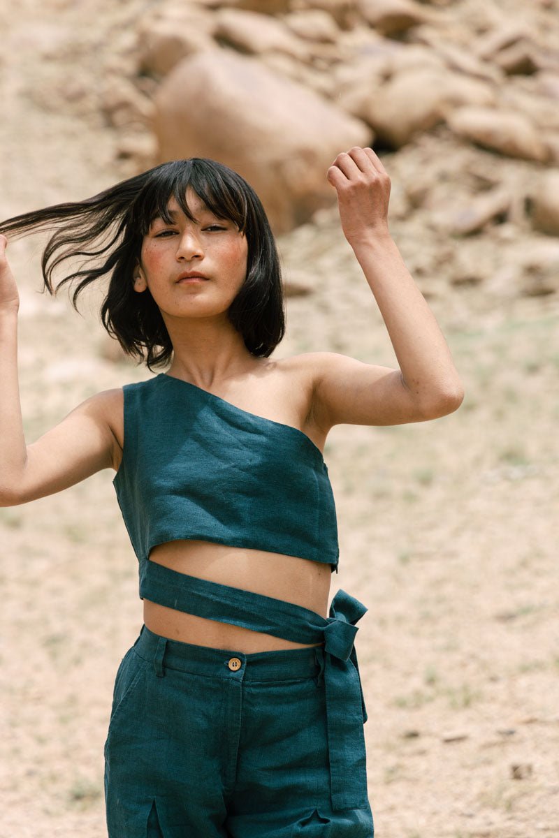 One shoulder top co-ords - Chi Linen