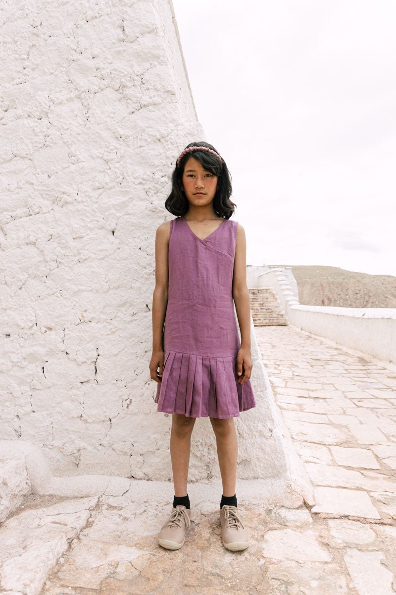 Fan pleated frock - Chi Linen