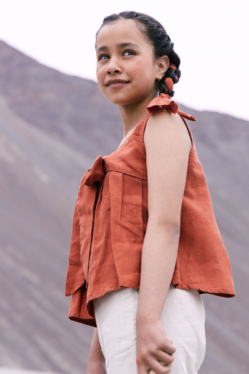 Front bow tie top - Chi Linen