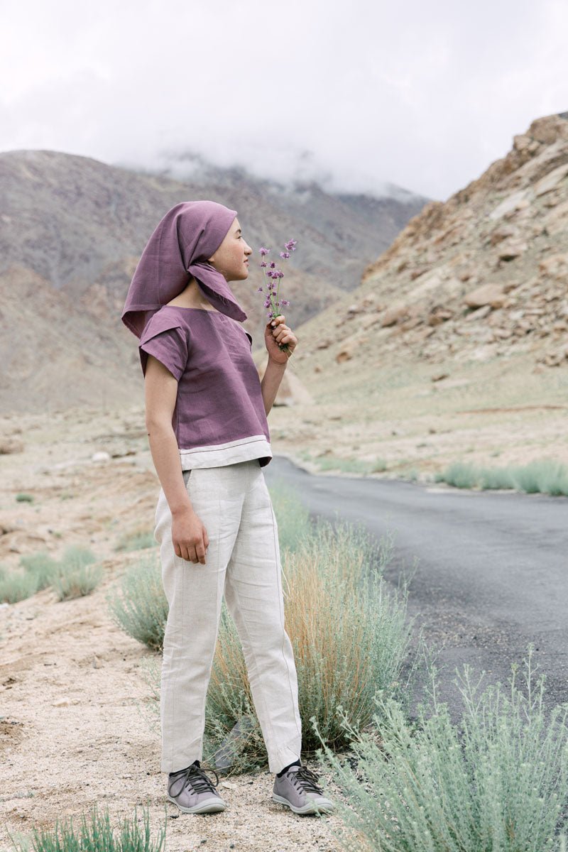 Leaf sleeves top - Chi Linen