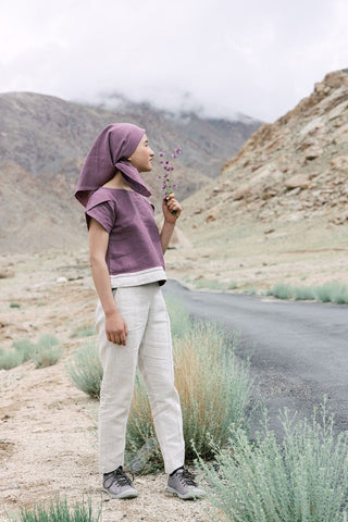 Leaf sleeves top - Chi Linen