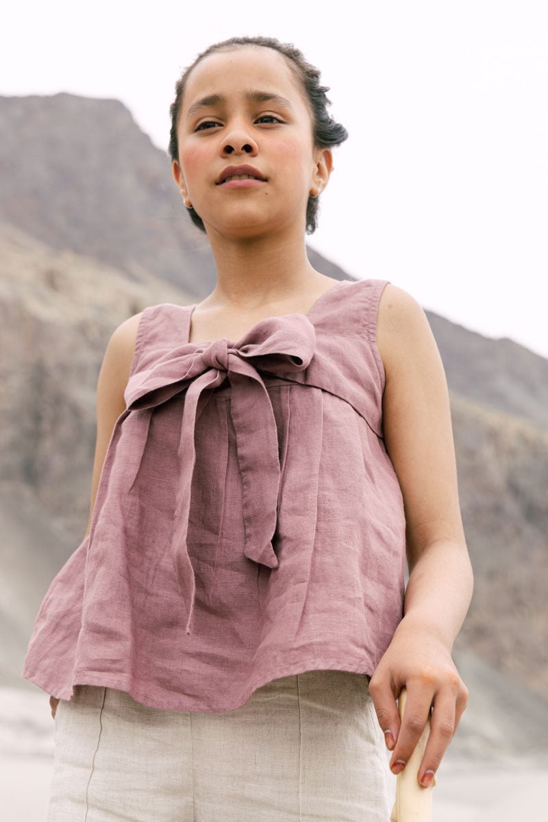 Front bow tie top - Chi Linen