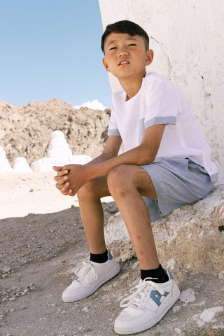 Shoulder button shirt & 2 button shorts set - Chi Linen