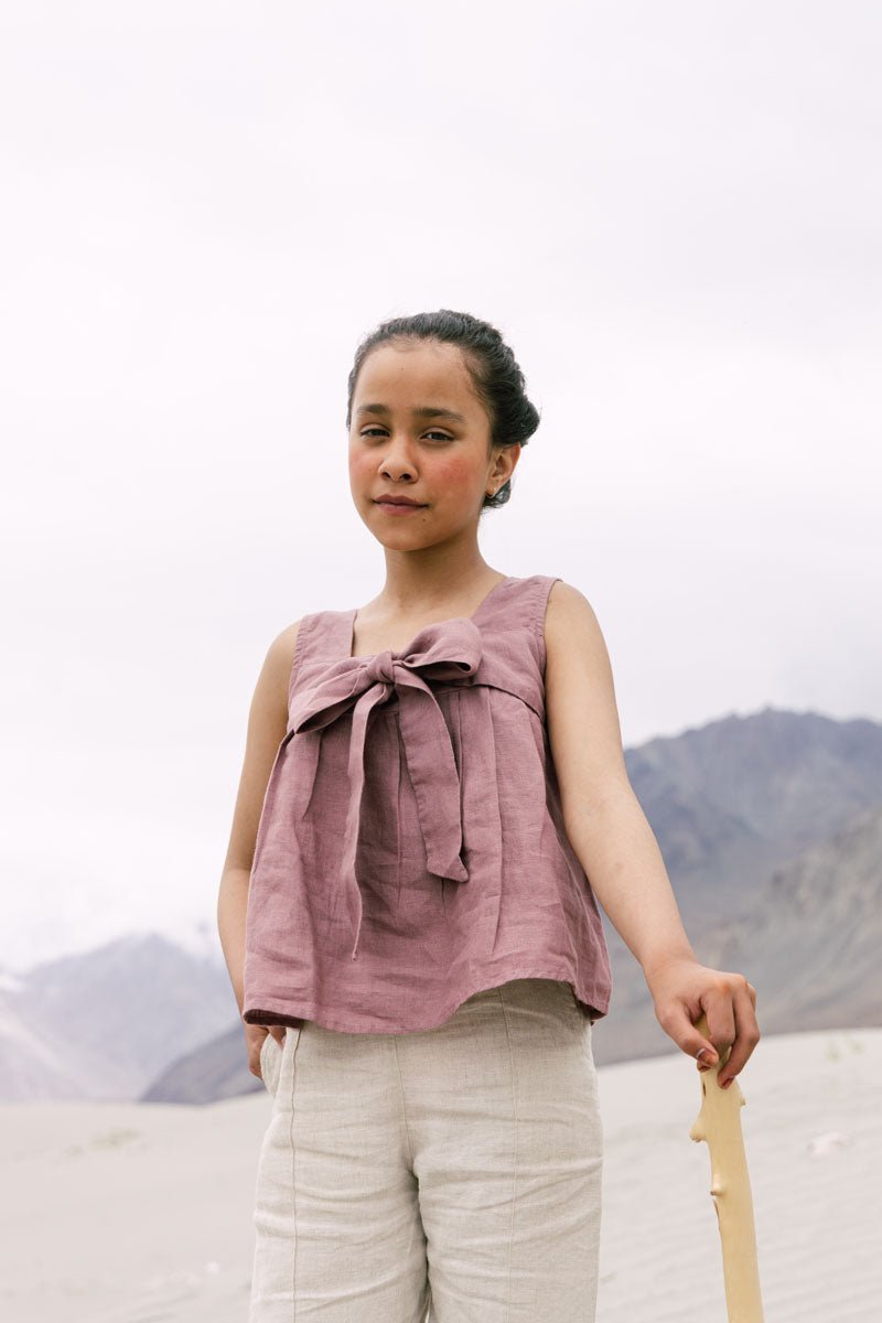 Front bow tie top - Chi Linen