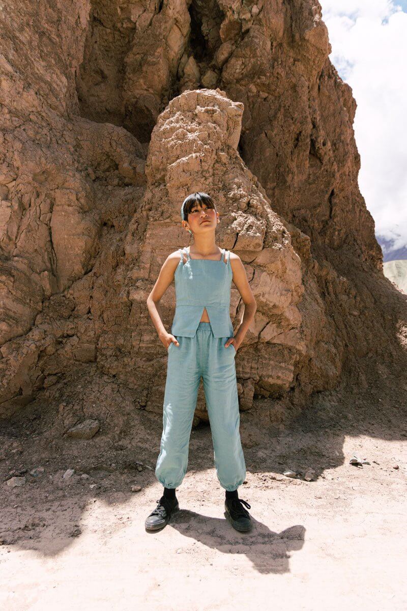 Braided top & Harem pants set - Chi Linen