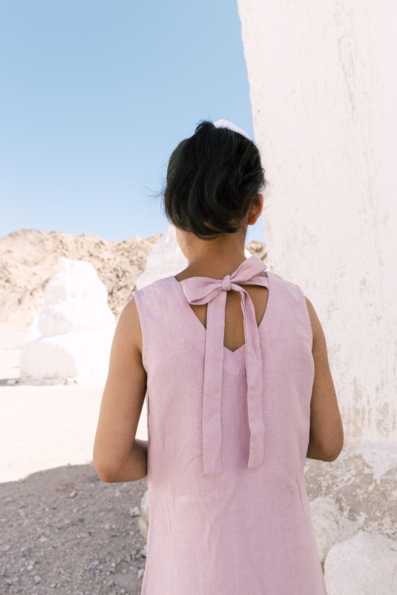 Two pocket tie up frock - Chi Linen
