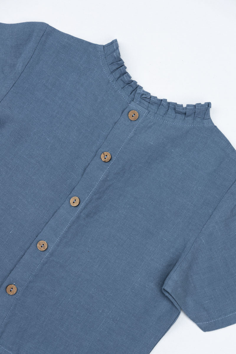 Neck frill top - Chi Linen