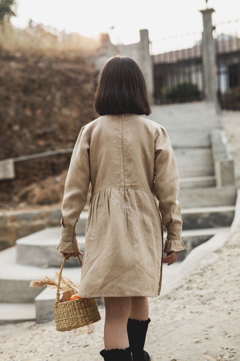 Pleated checks frock - Chi Linen