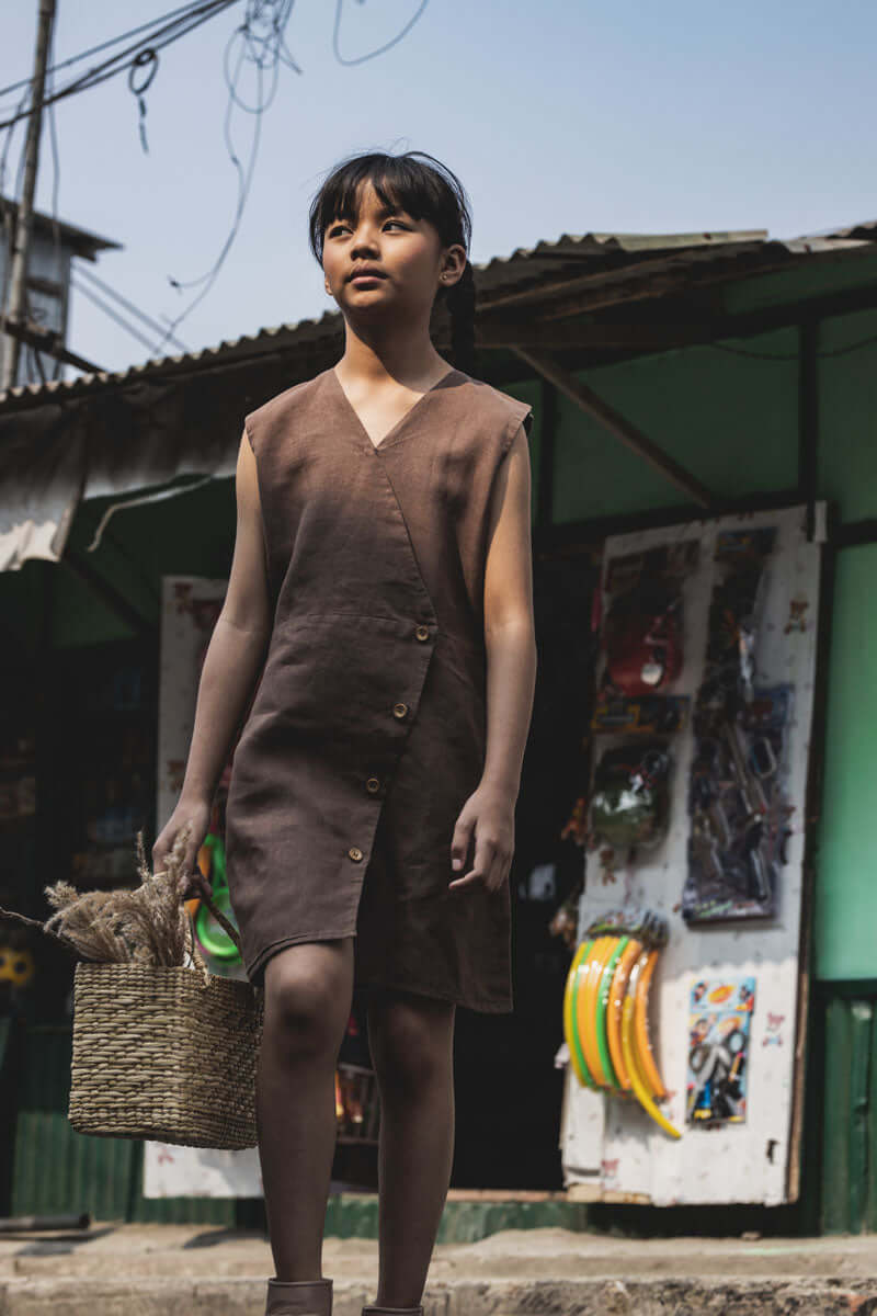 Cross overlap frock - Chi Linen