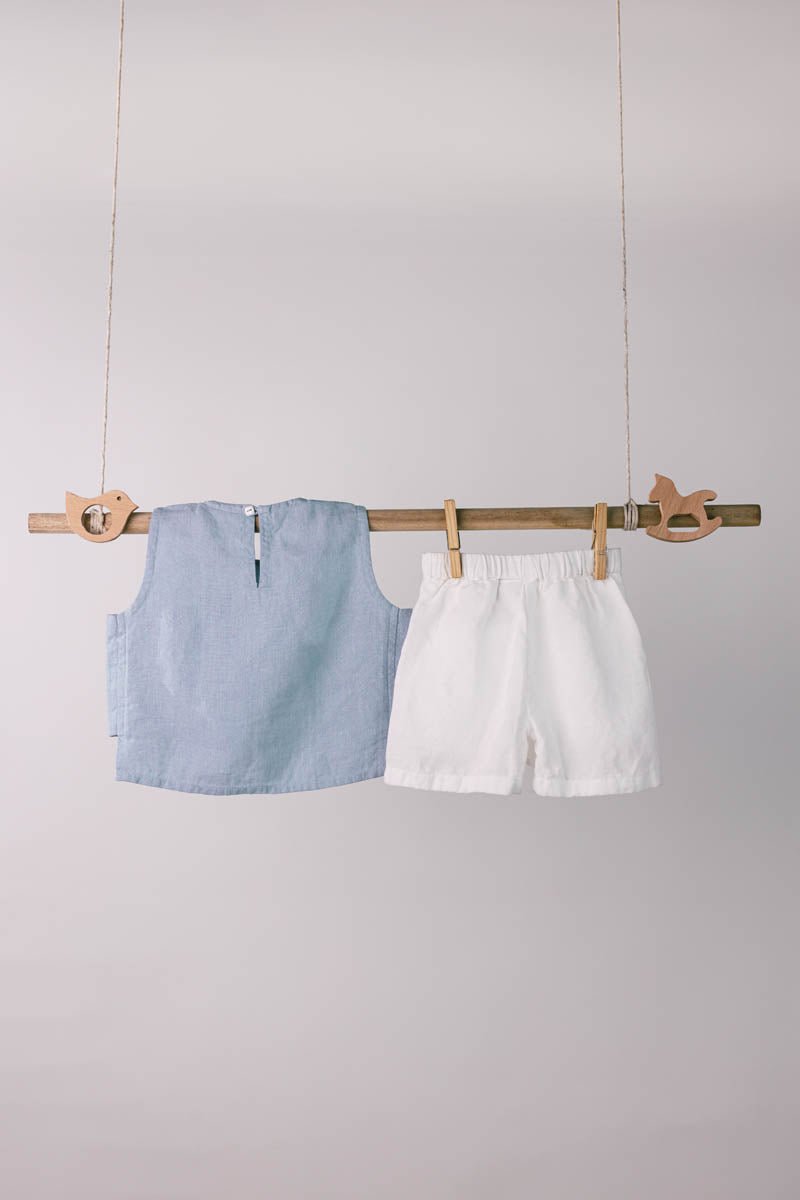 Peter-Pan Collar Top and Skorts Set - Chi Linen