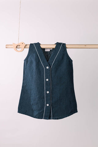 V-Neck Detailed Frock - Chi Linen
