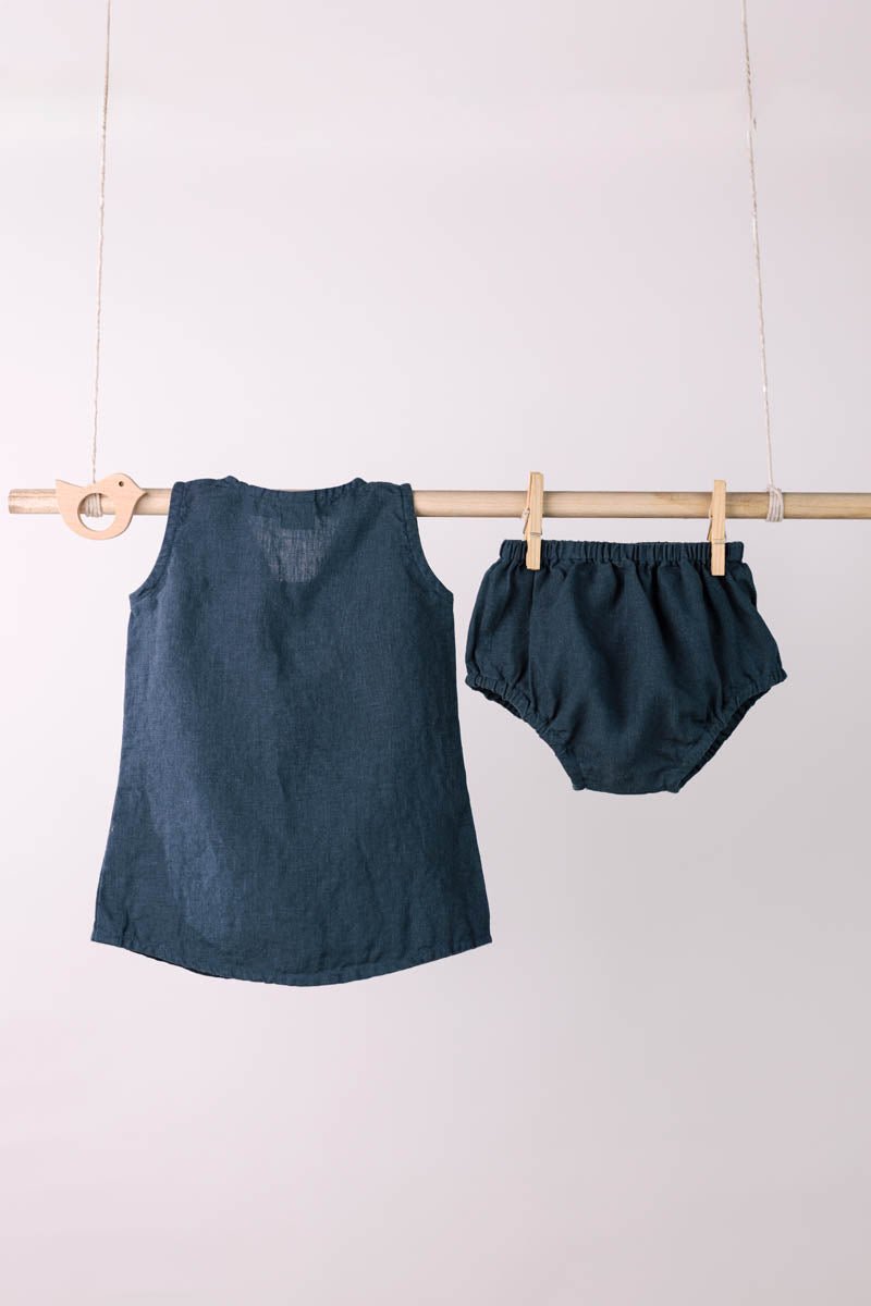 V-Neck Detailed Frock - Chi Linen