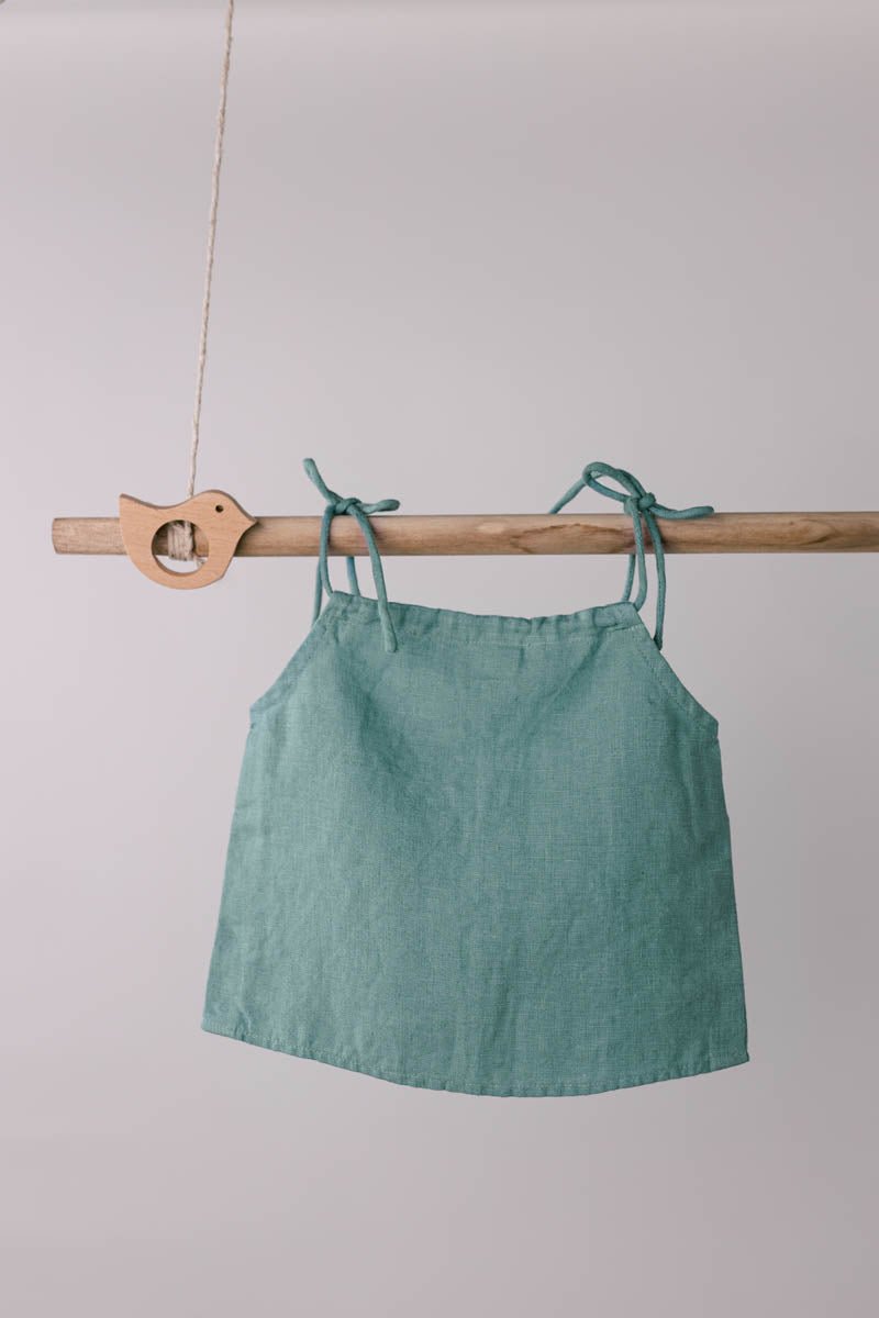 Linen tie strap pleated co-ords set - Chi Linen
