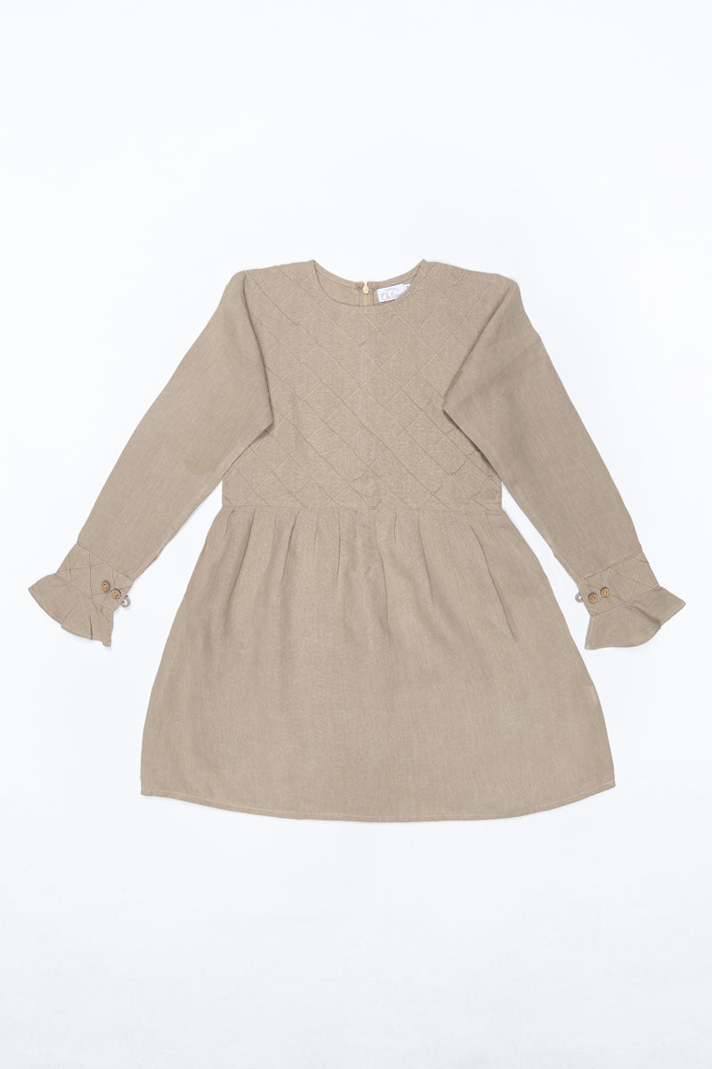Pleated checks frock - Chi Linen