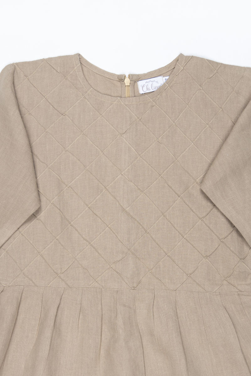 Pleated checks frock - Chi Linen