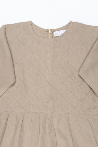 Pleated checks frock - Chi Linen