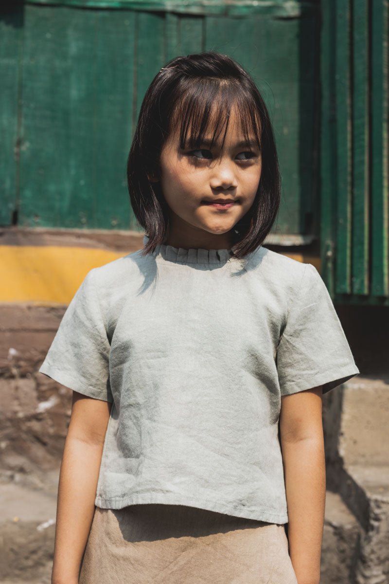 Neck frill top - Chi Linen