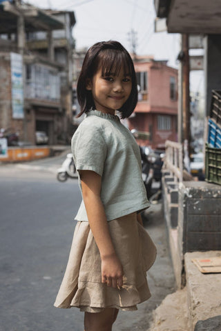 Neck frill top - Chi Linen