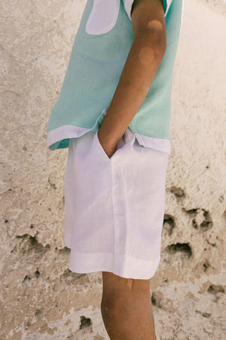 Shoulder button shirt & 2 button shorts set - Chi Linen