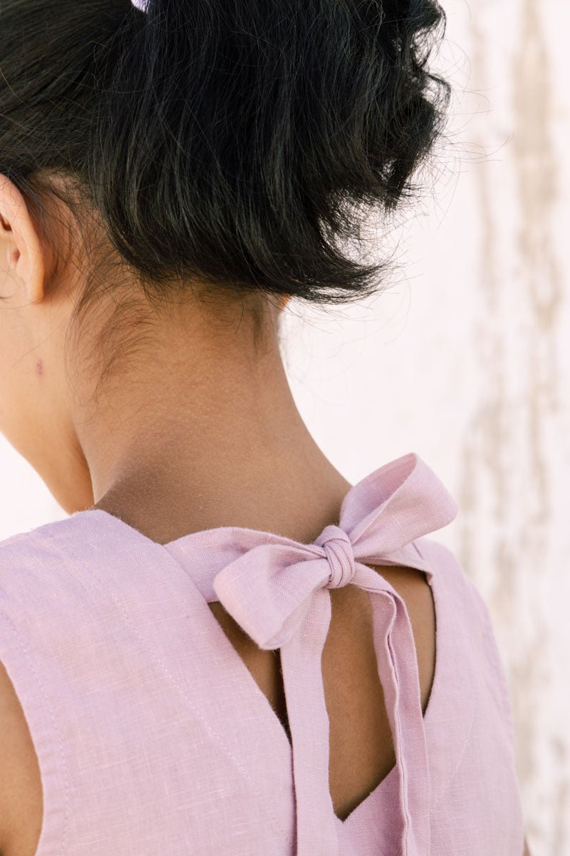 Two pocket tie up frock - Chi Linen