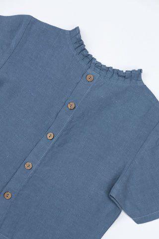 Neck frill top - Chi Linen