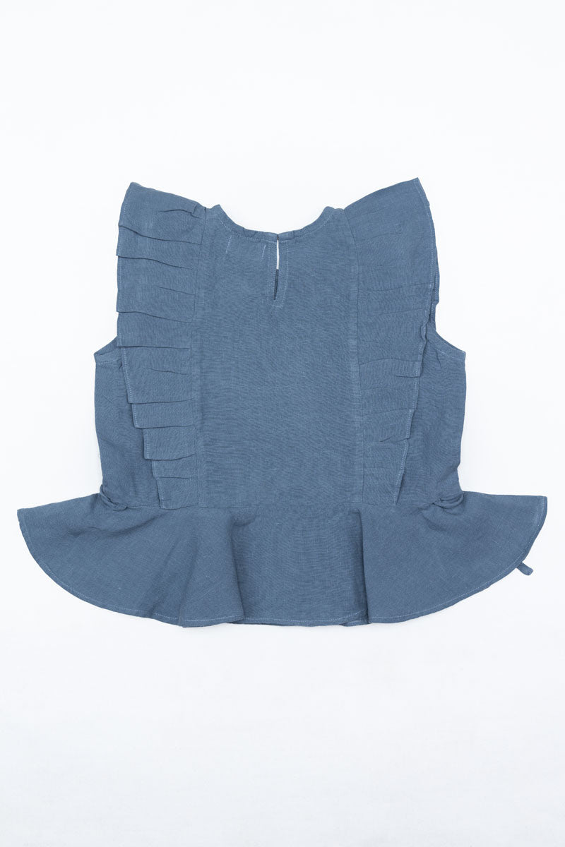 Peplum top with drawstrings - Chi Linen