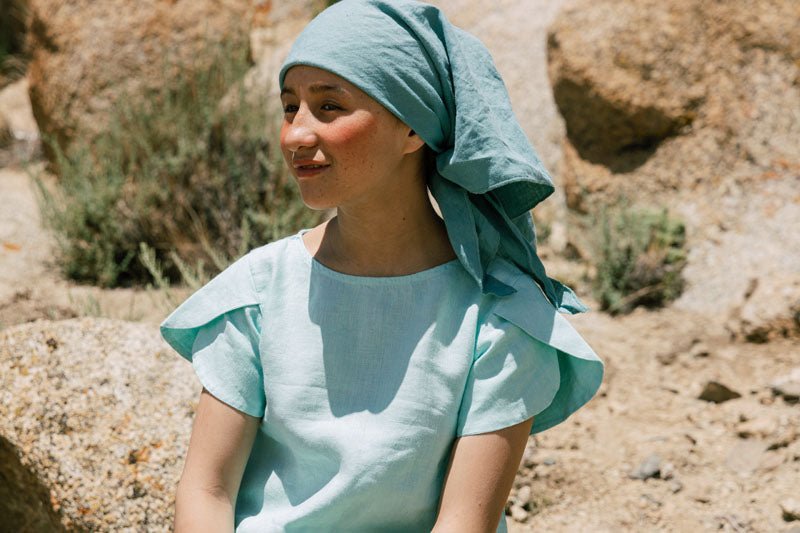 Leaf sleeves top - Chi Linen