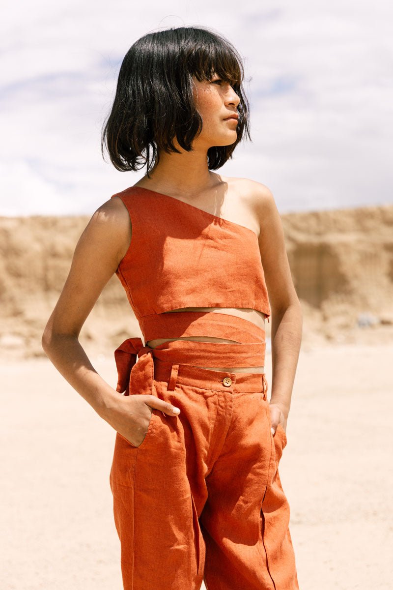 One shoulder top co-ords - Chi Linen