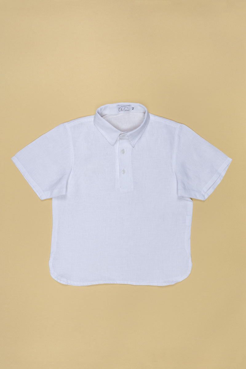Polo neck popover shirt - Chi Linen
