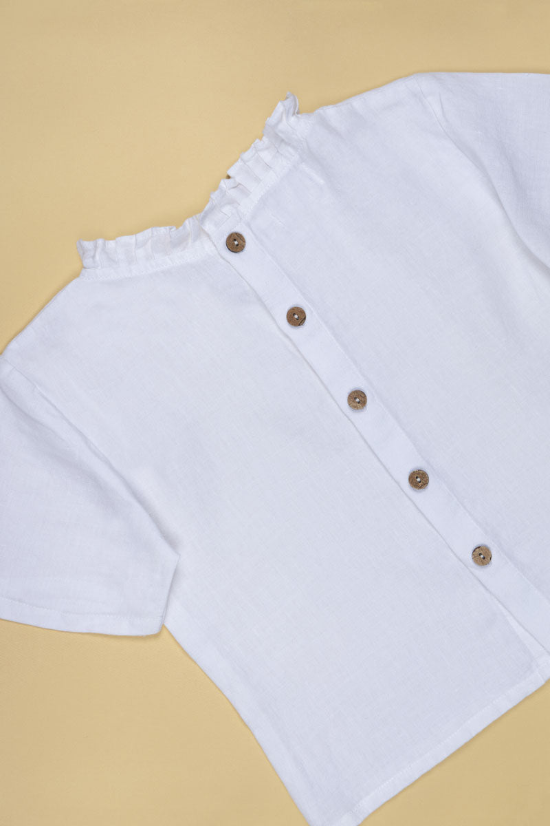 Neck frill top - Chi Linen