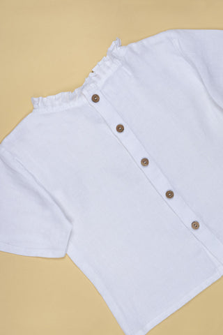 Neck frill top - Chi Linen