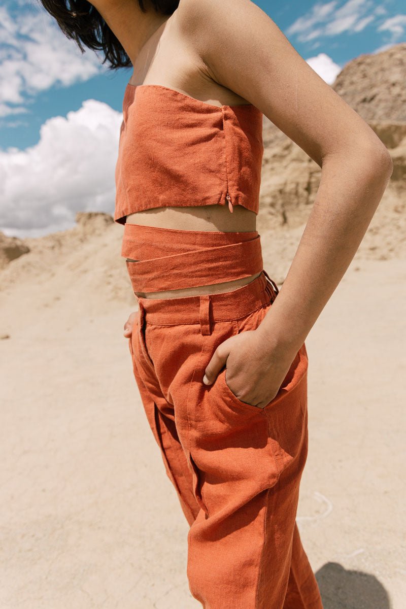 One shoulder top co-ords - Chi Linen
