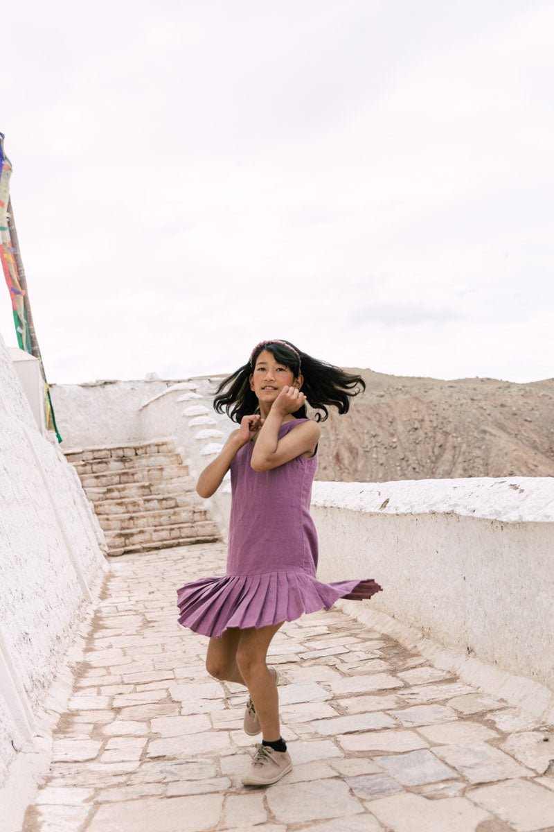 Fan pleated frock - Chi Linen
